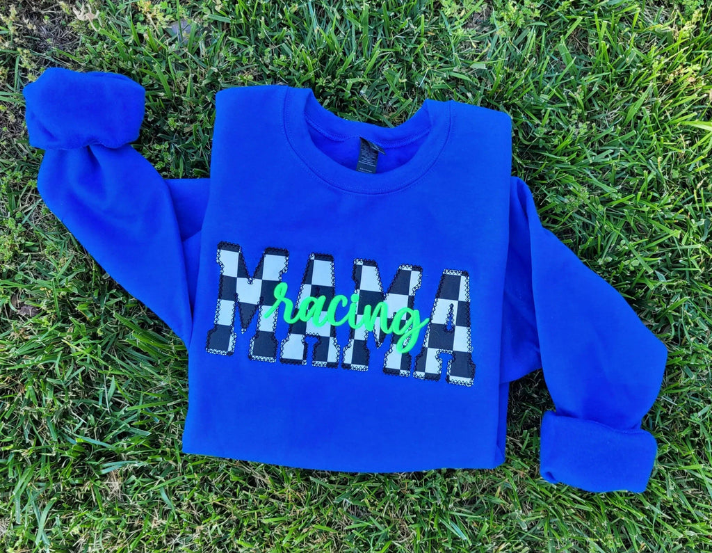 Personalized Racing Checker & 3D Puff Embroidered Shirt | Custom Diamond Edge Appliqué Name Shirt